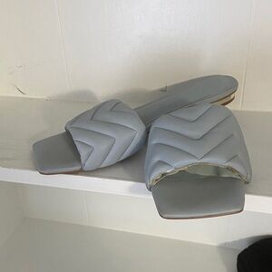 Aldo Light Gray Blueish Quilted Slide Mules